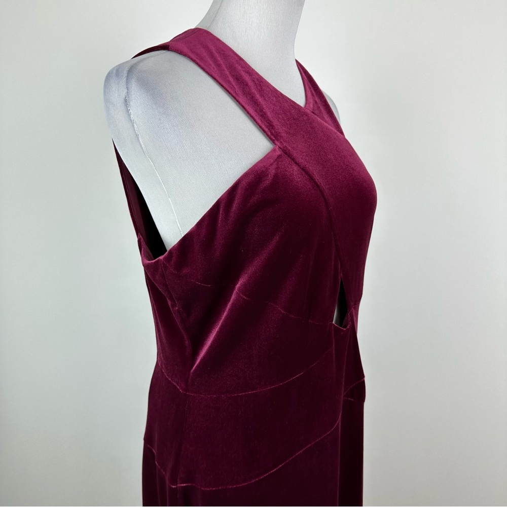 BCBGMAXAZRIA Burgundy Maren Velvet Dress Size Large - Picture 4 of 11